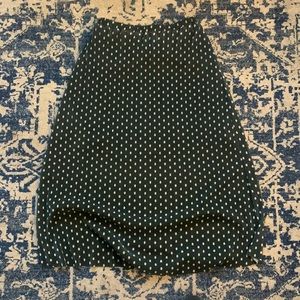 Pleated polka dot midi skirt